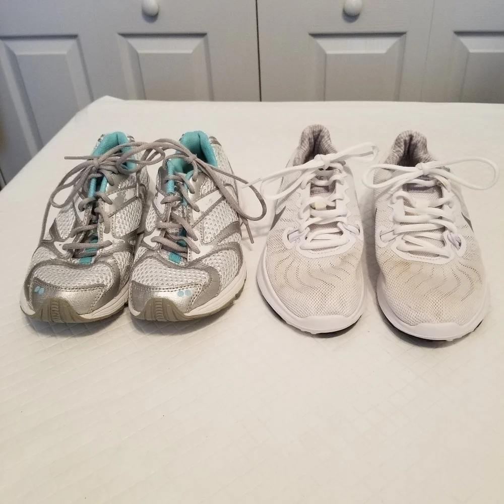 Lot of 2 pairs size 6 women's sneakers Ryka,Nike with Flaws